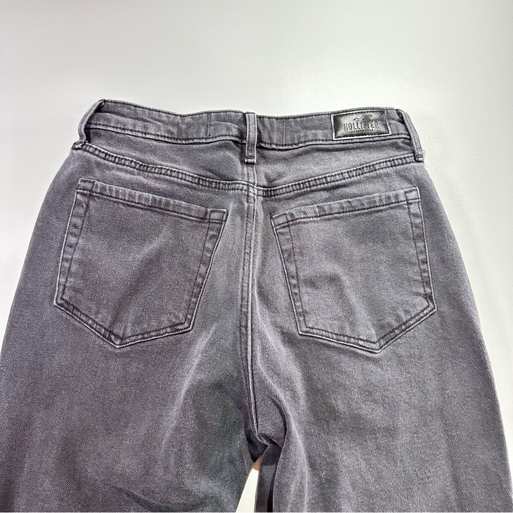 Hollister high-rise mom jeans vintage stretch raw hem straight leg W26 L27 gray - Picture 4 of 8